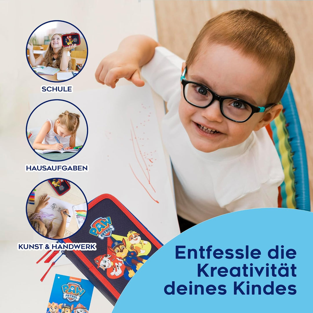 PAW PATROL Federmäppchen Gross Etui Stifte Jungen und Mädchen Stifte Kinder Gefüllt Federmappe Schul