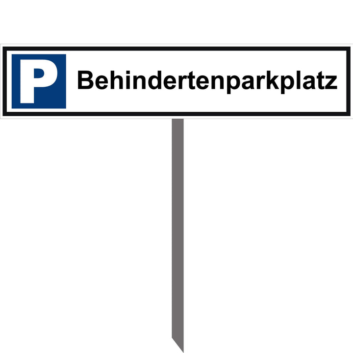 Kleberio® Parkplatz Schild 52 x 11 cm - Behindertenparkplatz - mit Einschlagpfosten 0,75 Meter (75cm