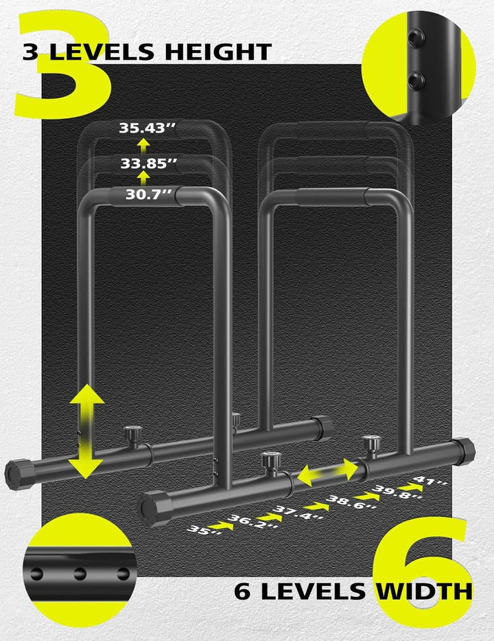 Dripex Verstellbare Dip Barren – 500 kg Dip-Station, tragbar und funktional dip stange, Fitness-Bar