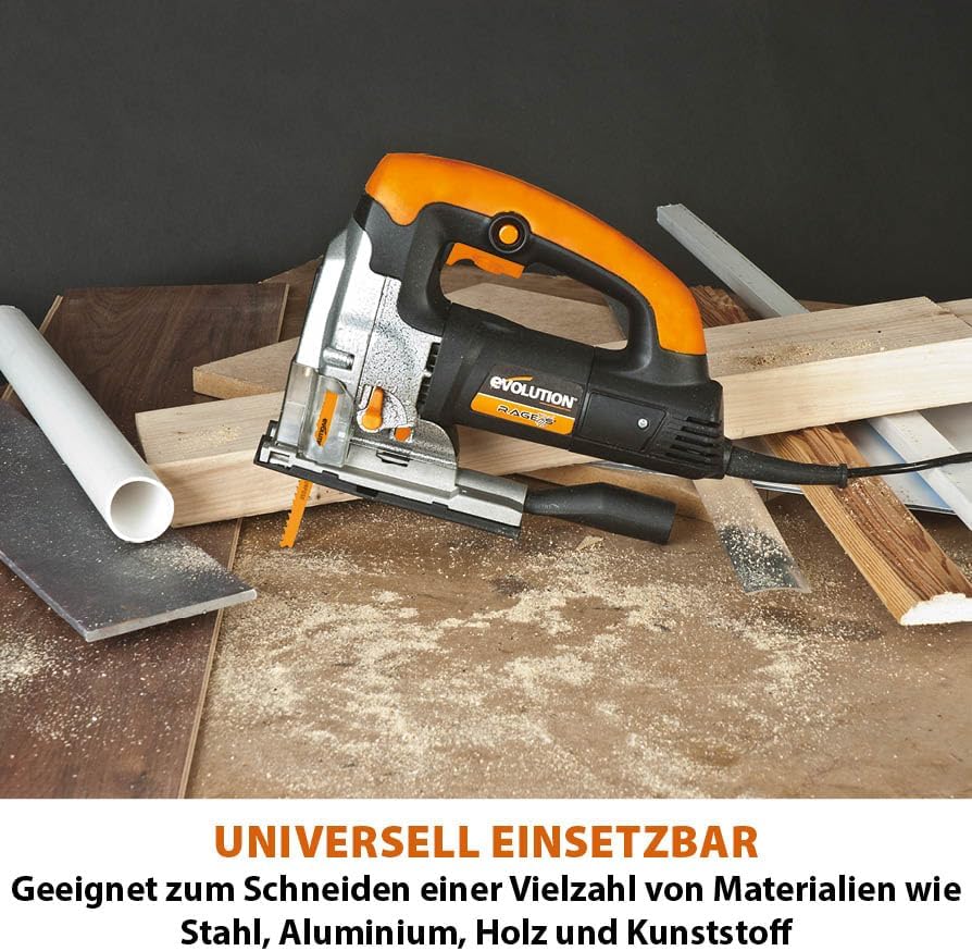 Evolution Power Tools Rage 7-S Universalstichsäge – schneidet Holz, Stahl, Kunststoff und mehr – ink
