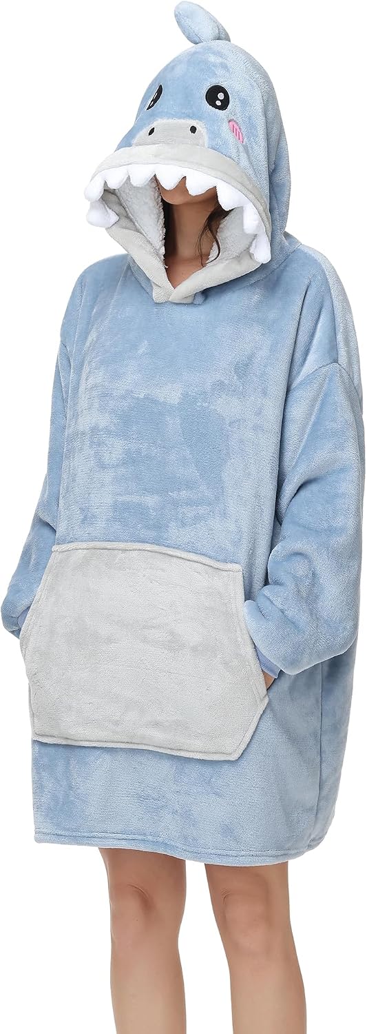 LATH.PIN Panda Übergrosse Decken-Hoodie Flanell mit Kapuze Pulloverdecke Sweatshirt Unisex Kapuzenpu