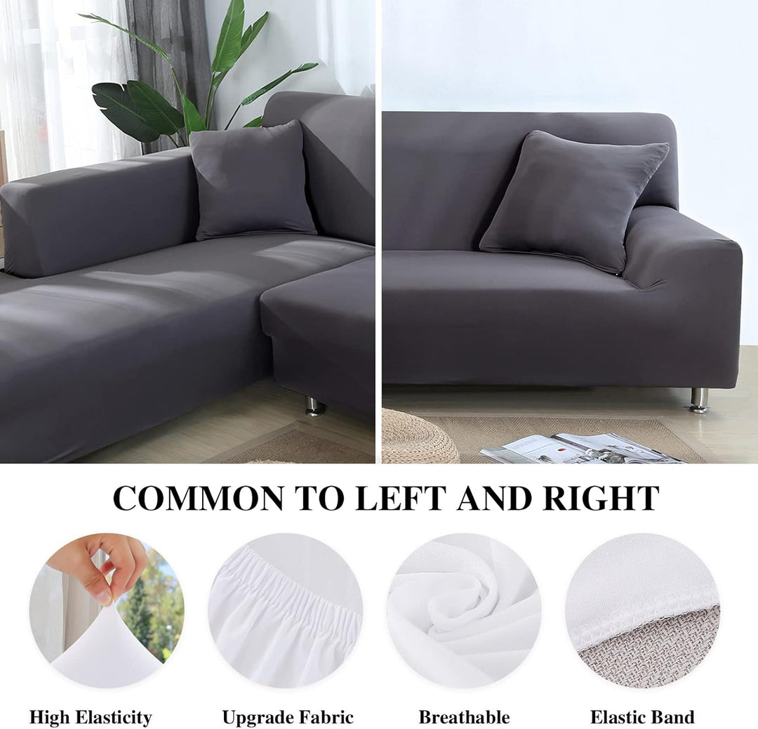 Jaotto Sofa Überwürfe Sofabezug Elastische Spandex Stretch Sofabezüge Couchbezug für L-Form Sofa Uni