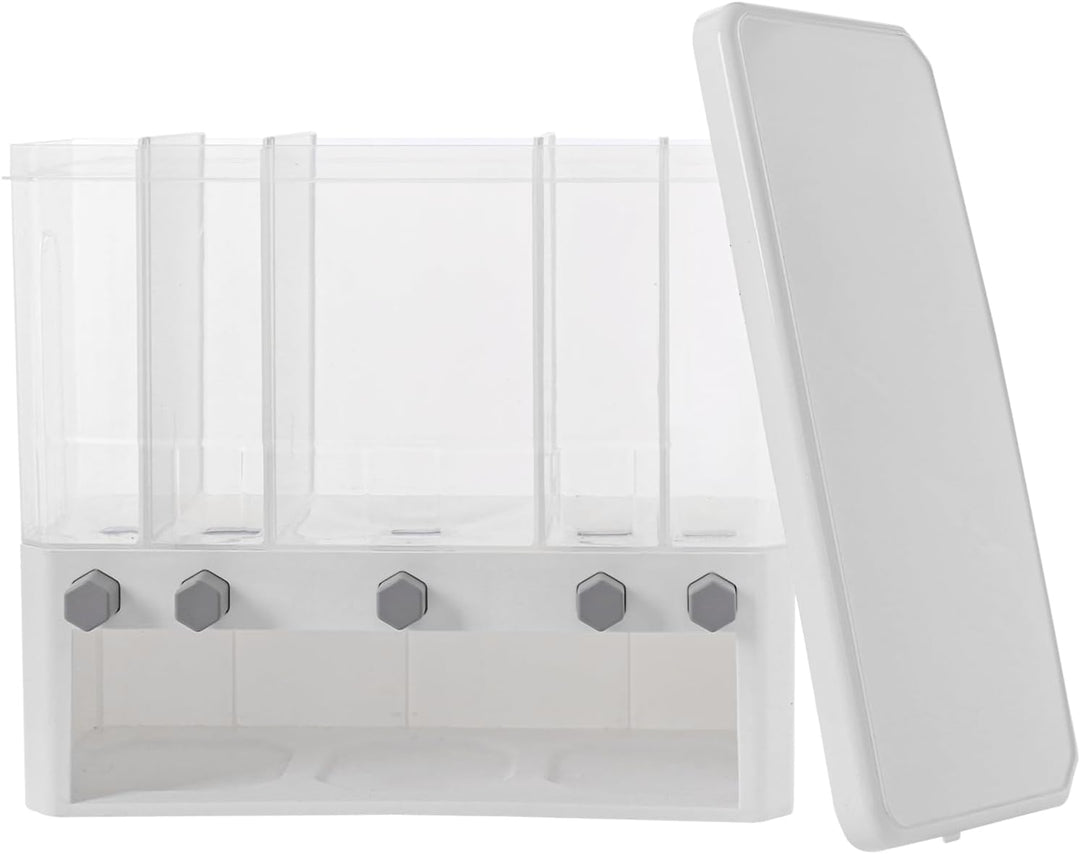 Reis Dispenser transparent 15kg Getreidedispenser 5 Fächer Reisbehälter mit Messbecher Reisspeicher
