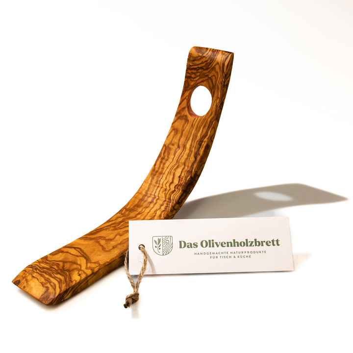 das Olivenholzbrett® Flaschenhalter aus Olivenholz/Weinständer Holz/Weinflaschenhalter/sichelförmig