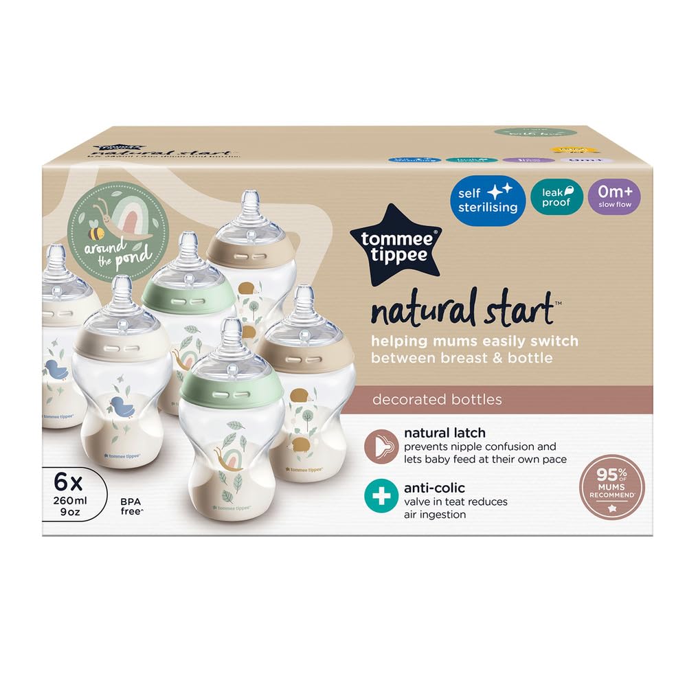 Tommee Tippee Closer to Nature Babyflaschen, Natürlich geformter Trinksauger mit Anti-Kolik-Ventil,