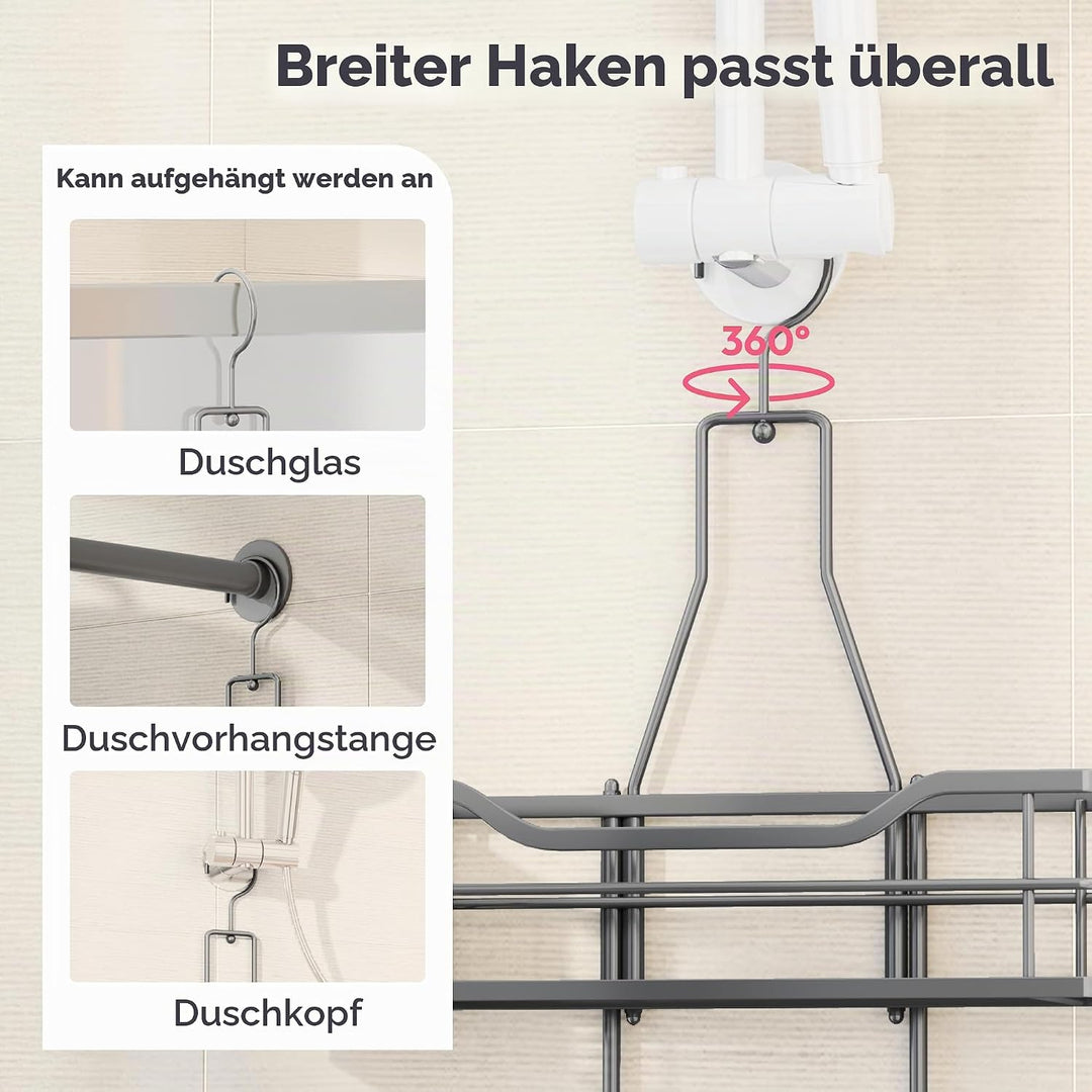 SWTYMIKI Duschablage zum Hängen - Duschregal zum Hängen 360° Verstellbarer Haken für das Badezimmer