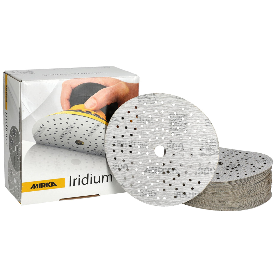 Mirka Iridium Premium-Schleifpapier Ø 150mm Klett 121-Loch, Korn 800, 50 Stk/Zum Schleifen von Lack,