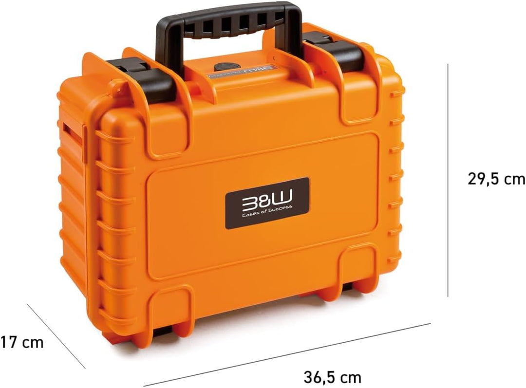 B&W International Mehrzweckkoffer Outdoor Typ 3000 (PP.117) Orange - mit variabler Facheinteilung -