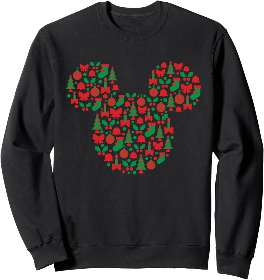 Disney Mickey Mouse Icon Red and Green Holiday Sweatshirt