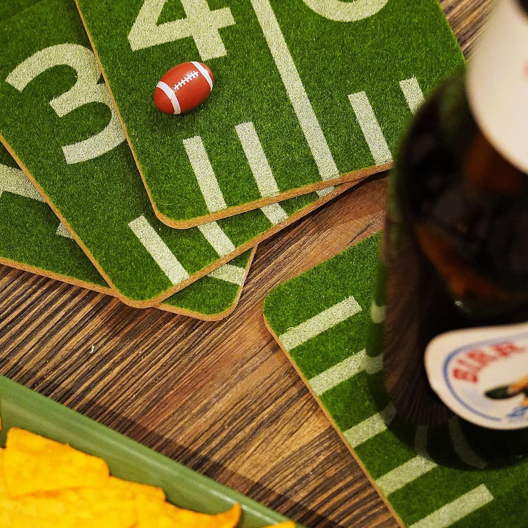 40YARDS American Football Untersetzer in Gras Spielfeld-Design (4 Stück) für Gläser & Tassen: Super