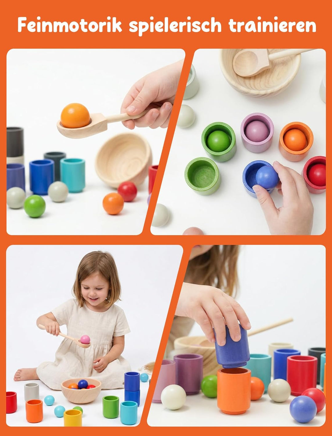 KidMigo Montessori Spielzeug 2 Jahre, Holz Sortier Stapelspielzeug, Montessori Spielzeug Baby, Senso