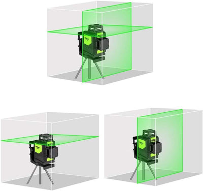 Huepar 902CG 2 x 360 Kreuzlinienlaser Grün, 360 Grad Linienlaser Selbstnivellierenden Laser Level mi