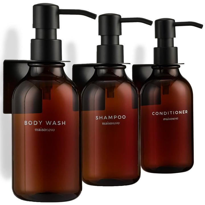 MaisoNovo Shampoo Flaschen zum befüllen – Duschseifen Seifenspender Wandbefestigung – 500 ml Set mit
