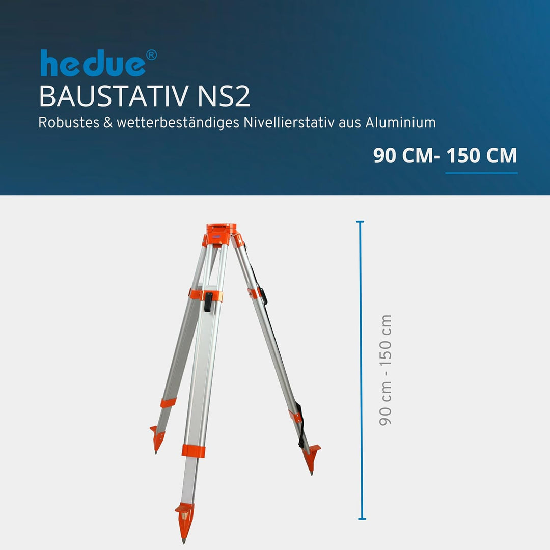hedue® Baustativ NS2 – Nivellierstativ aus Aluminium, Laser Stativ für Rotationslaser sowie Bau- und