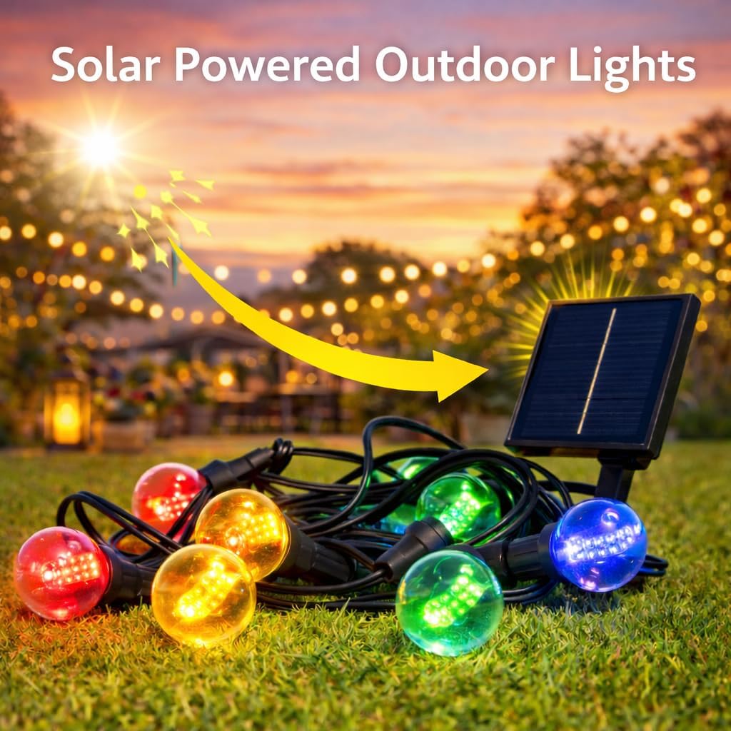 M mimotec Solar-LED-Lichterkette für den Aussenbereich, 7,5 m, RGB dimmbar, 15 Lampen, IP54 wasserdi