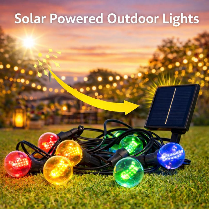 M mimotec Solar-LED-Lichterkette für den Aussenbereich, 7,5 m, RGB dimmbar, 15 Lampen, IP54 wasserdi