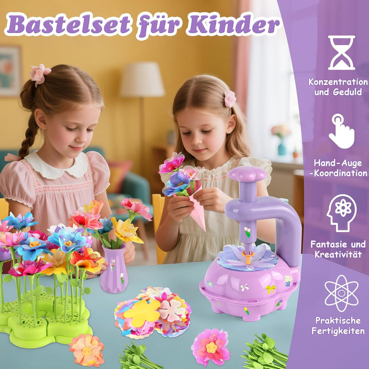 Charmofun DIY Blumen Bastelset Kinder, Basteln Mädchen 3 4 5 6 7 Jahre, Blumen Basteln Spielzeug mit