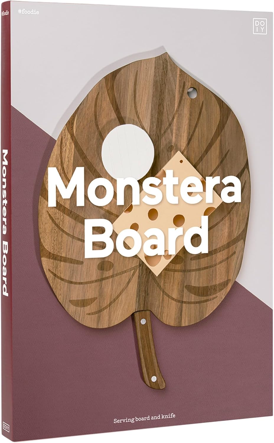 DOIY - Schneide- und Servierbrett - Holzbrett für Käse - Design mit Monstera-Pflanzenblatt - Inklusi