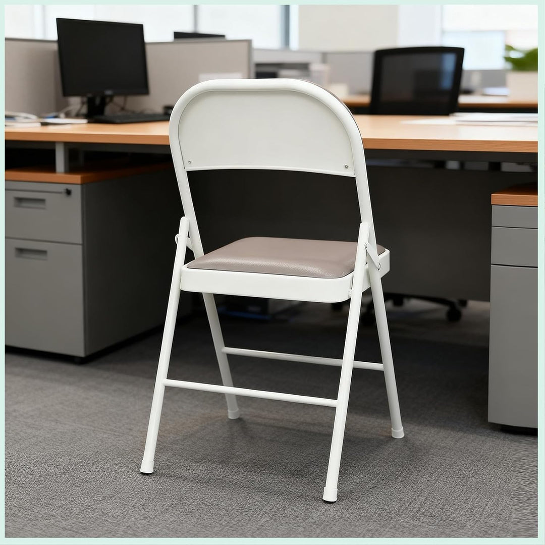 Klappstuhl 4er Set mit PU-Leder & Polsterung, Stabiler Metallrahmen, Leicht & Platzsparend, für Büro