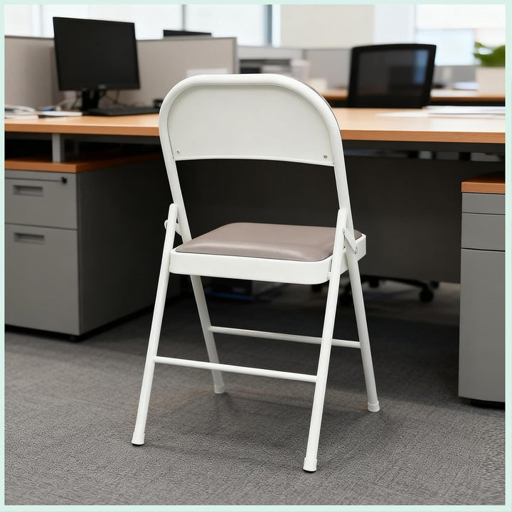 Klappstuhl 4er Set mit PU-Leder & Polsterung, Stabiler Metallrahmen, Leicht & Platzsparend, für Büro