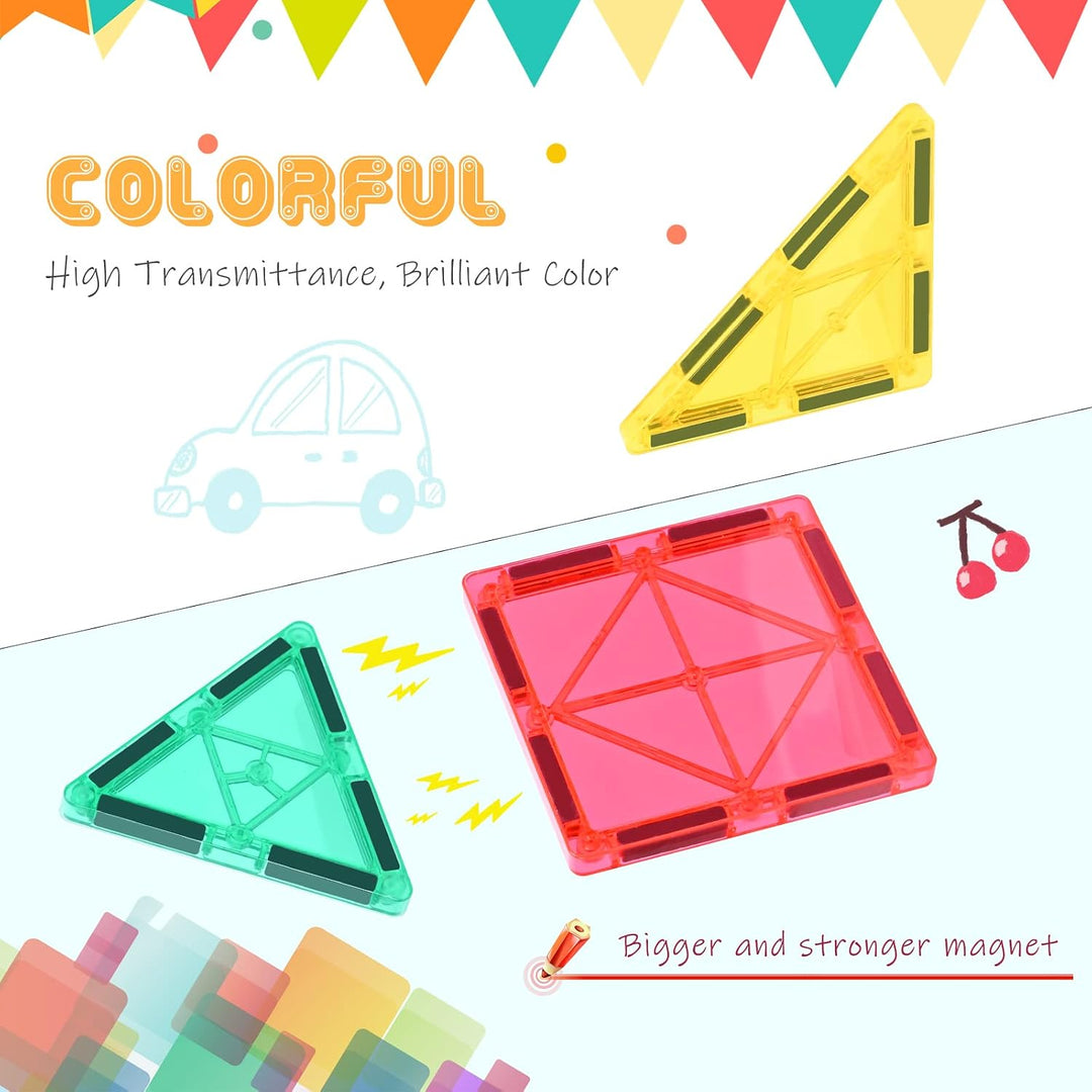 Magnetische Bausteine 100Pcs für Kinder ab 3+ Jahre Starke Magnet Montessori Spielzeug Kinder STEM-L