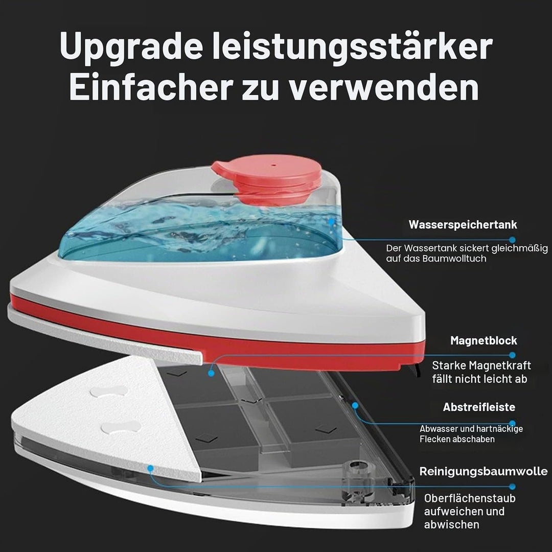 Magnetischer Fensterreiniger, doppelseitiges Reinigungswerkzeug, Glaswischer für aussen mit Wassersp
