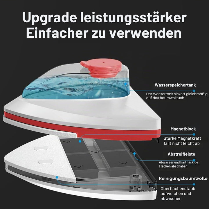 Magnetischer Fensterreiniger, doppelseitiges Reinigungswerkzeug, Glaswischer für aussen mit Wassersp