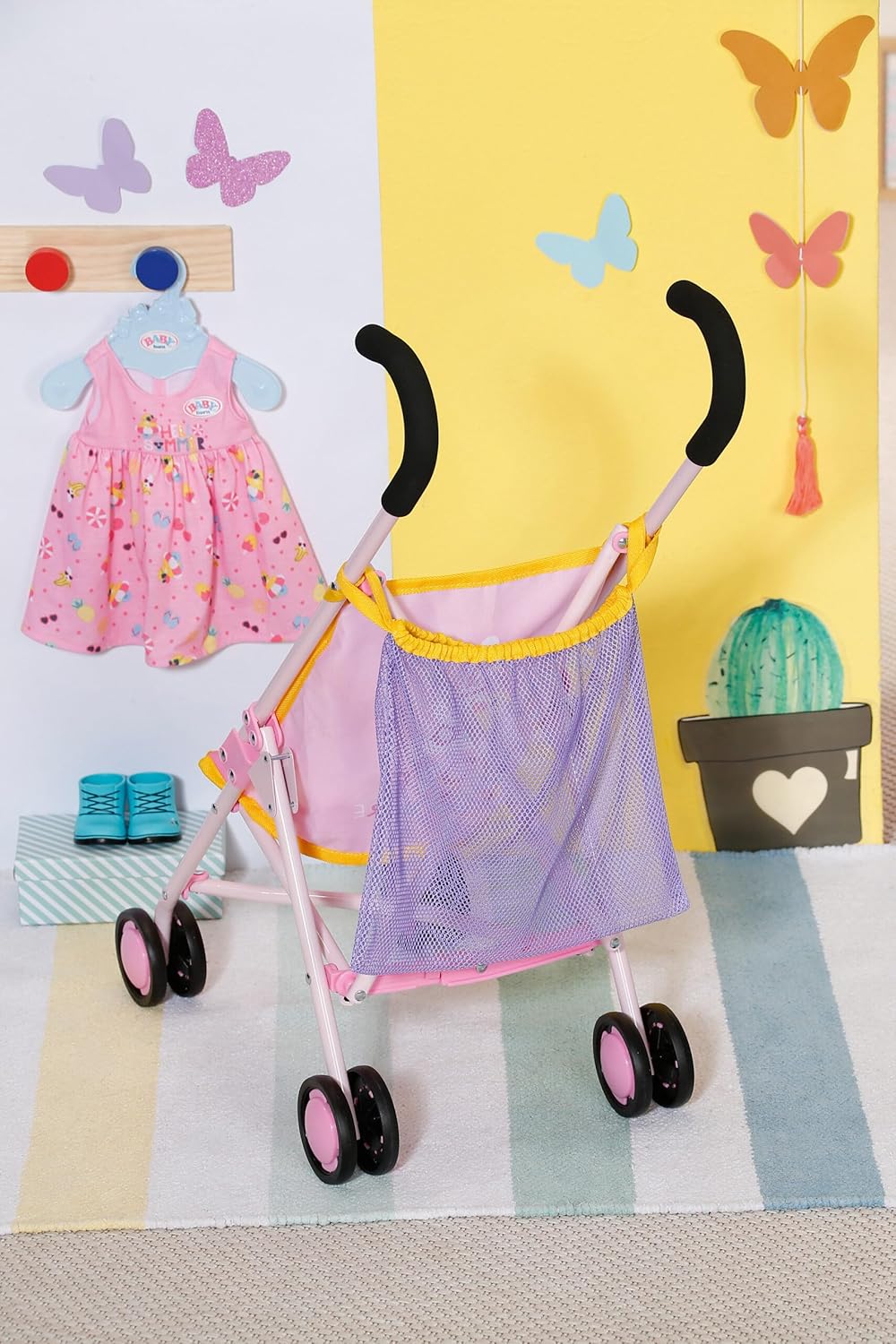 Zapf Creation 828663 BABY born Stroller with Bag Puppenwagen mit Tasche, einfach und schnell zusamme