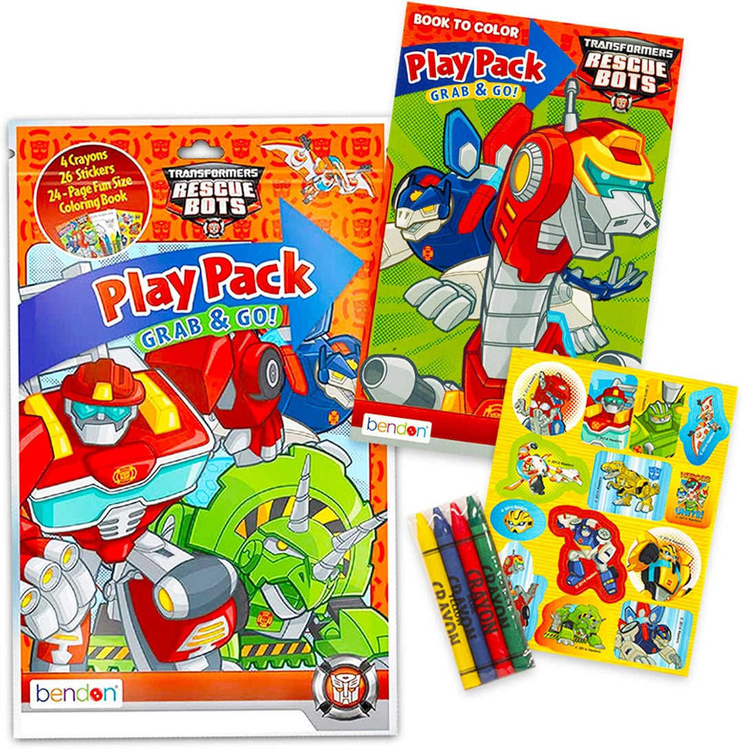 Transformers Rescue Bots Farb- und Activity Book Set (2 Bücher ~ 96 Seiten) Dinobot, Optimus Prime,