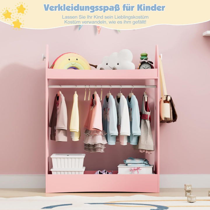 KEEPREAPER Kleiderständer Kinder Garderobenständer mit Ablagen, Spiegel und Haken Kleiderstange Gard