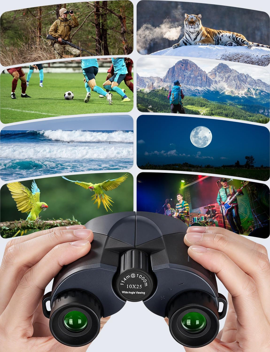 LIORQUE 10×25 Fernglas für Kinder & Erwachsene | Binoculars Kompakt, Faltbar & Leicht | Geeignet für