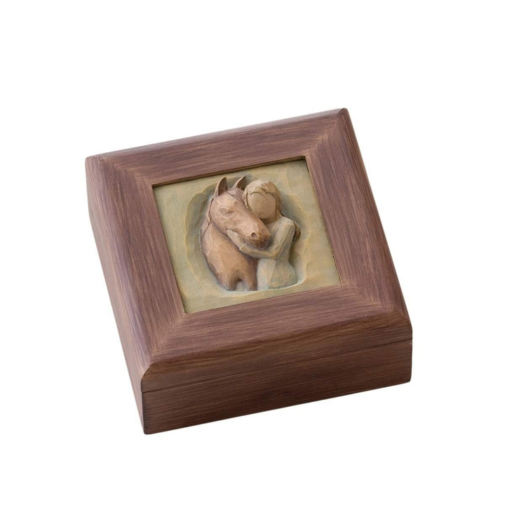 Willow Tree Quiet Strength Memory Box Modern, Quadratische, handbemalte Holzkiste mit aufklappbarem