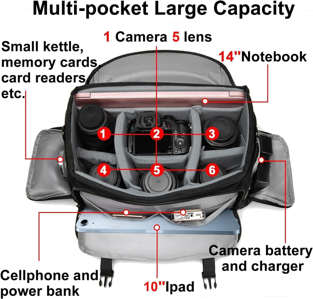CADeN Large Camera Messenger Bag Case Schultertasche mit Stativhalter Kompatibel für Nikon, Canon, S