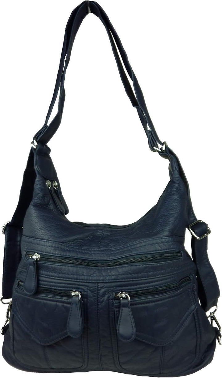 kennydoo Rucksacktasche I 2in1 Damen Rucksack und Handtasche in Einem I Schultertasche einfarbig uni