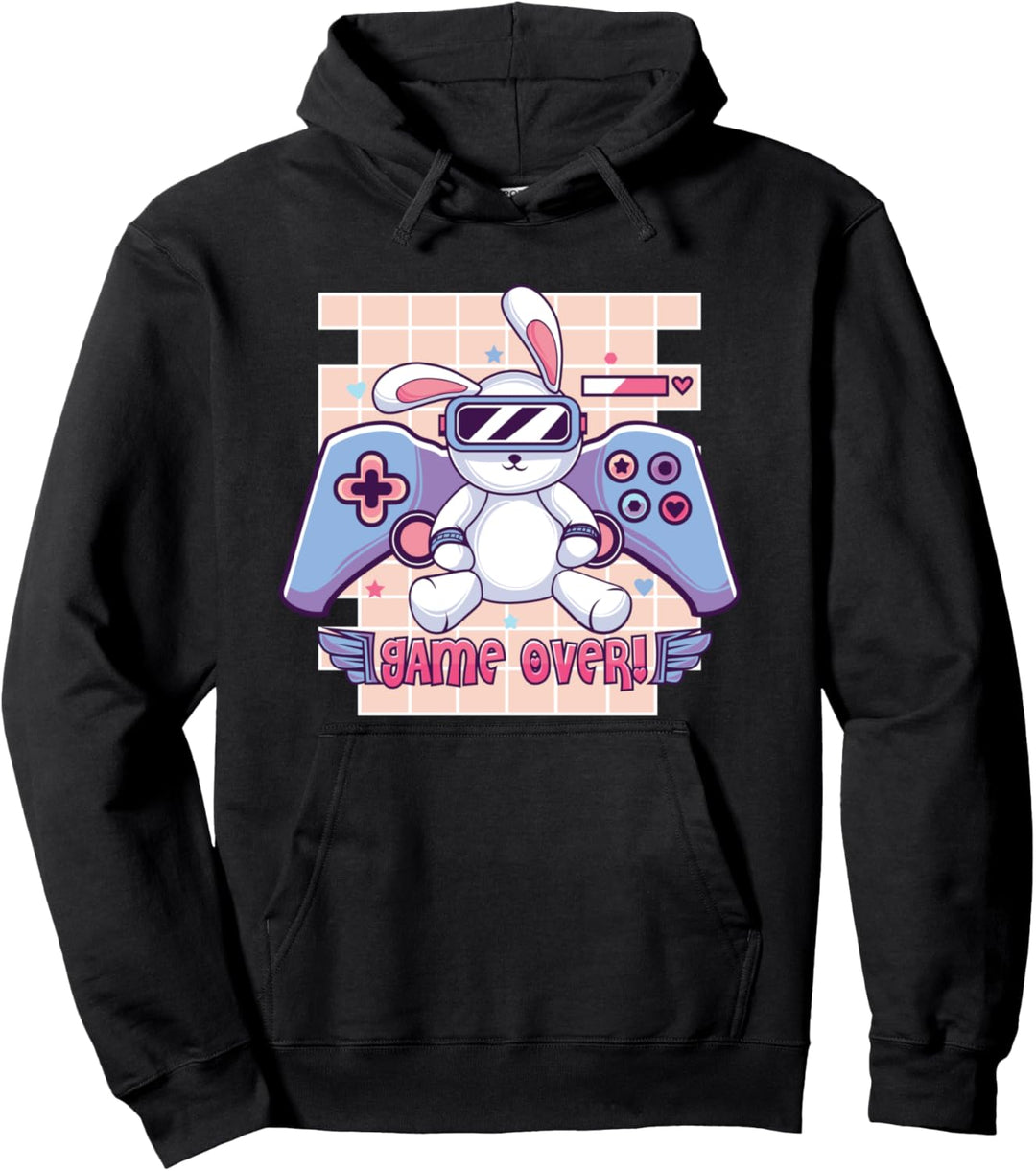 Kawaii Gamer Bunny Rabbit Pastel Goth Japanese Anime Menhera Pullover Hoodie