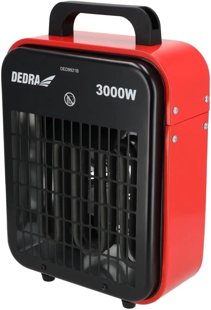 DEDRA Elektrischer Heizlüfter 3kW DED9921B, für gut isolierte Räume, Thermostat, Überhitzungsschutz,
