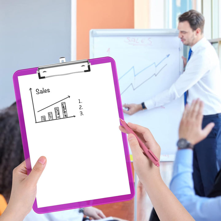 Kunststoff-Klemmbrett 6er-Set, Standard A4 Letter Size Klemmbretter für Studenten, Büro und Frauen,