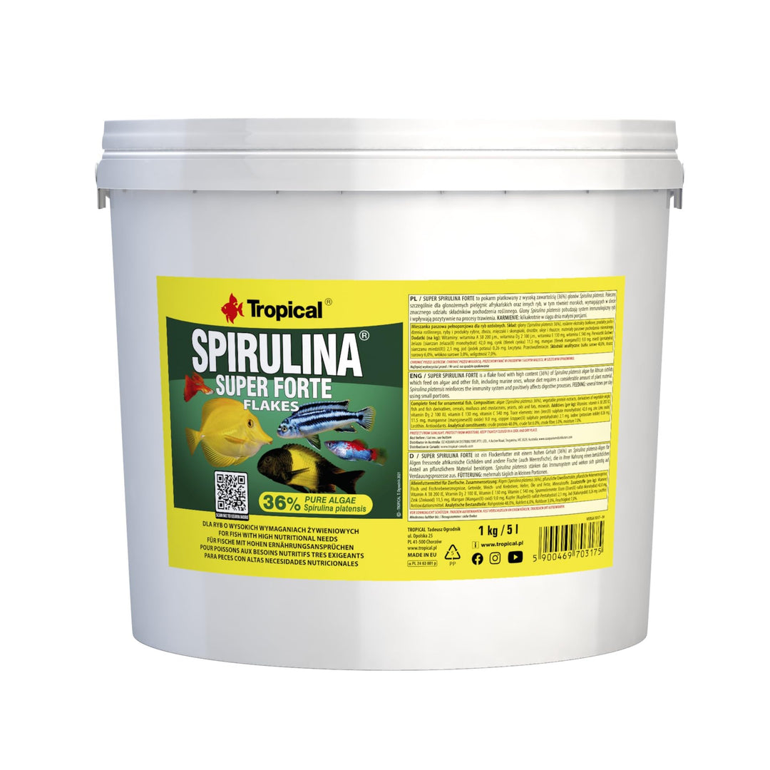 Tropical Super Spirulina Forte Flockenfutter mit 36% Spirulina (Platensis) Anteil, 1er Pack (1 x 5 l