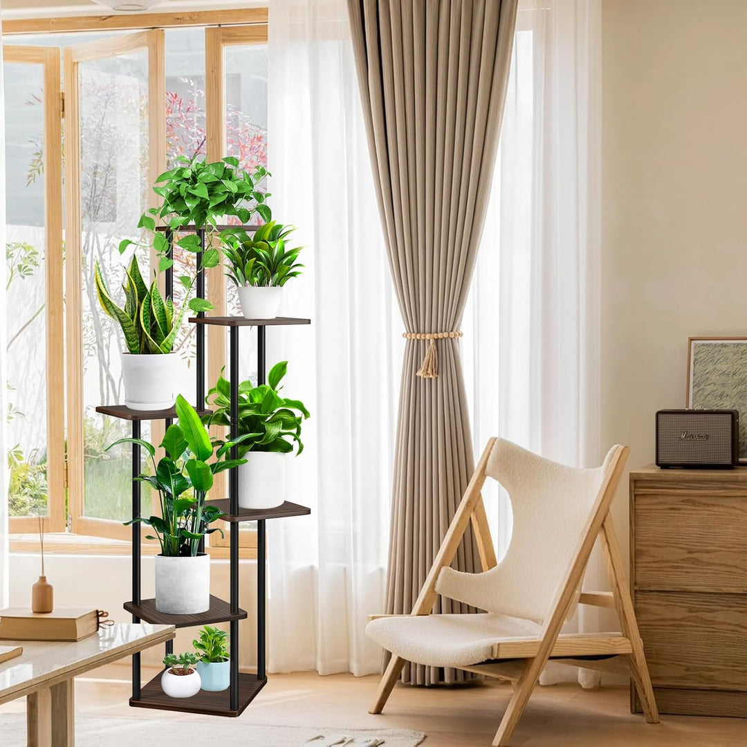 6-Tier Hölzern Blumenregal Pflanzenregal, Mehrstöckig Blumenständer Pflanzenständer Blumenbank Blume
