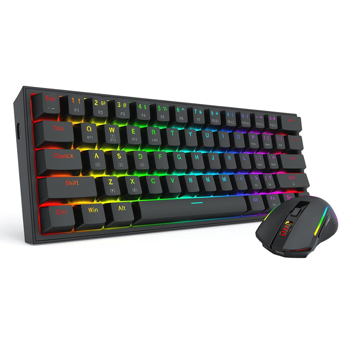 Redragon S144 Gaming Tastatur & Maus Combo, 60% K617 Tri-Mode Wireless RGB Mechanische Tastatur und