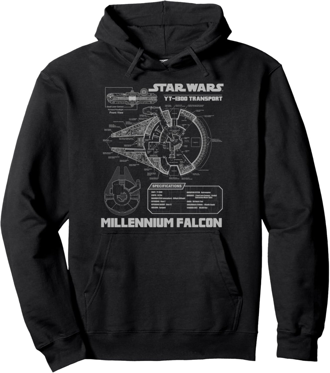 Star Wars Millennium Falcon Transport Text Poster Pullover Hoodie