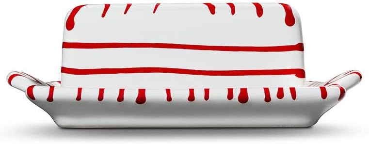 GMUNDNER KERAMIK Butterdose Grösse: l= 16.5 cm x b= 12 cm x h= 5.7 cm Rotgeflammt Geschirr, handgema