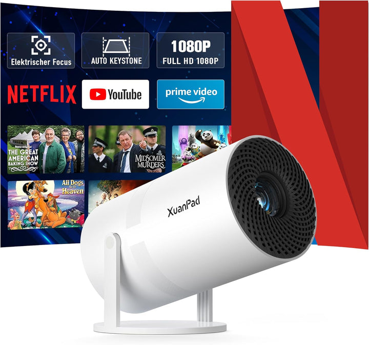 [Netflix-zertifizierter & Elektrischer Focus] Beamer 17000L 1080P Mini Beamer mit WiFi & Bluetooth P
