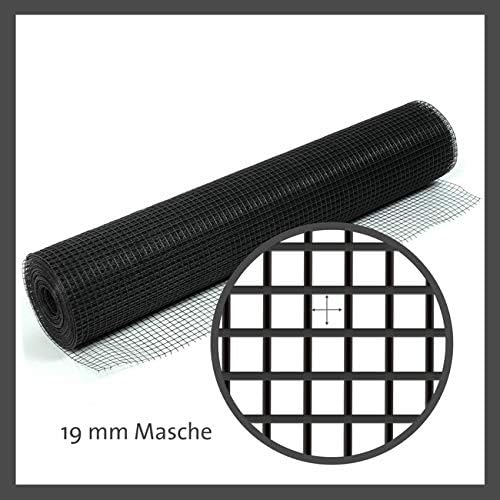 Kraptrap® Volierendraht SCHWARZ Drahtgitter I Drahtzaun Käfigzaun (1m x 25m 19mm)