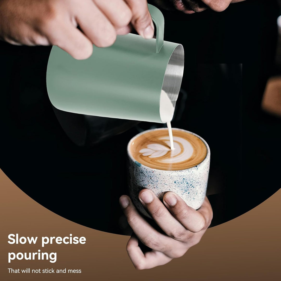 Milchkännchen Edelstahl 480ml, Milchaufschäumkrug Espresso Dampfkrug, Milchaufschäumbecher Milch Pit