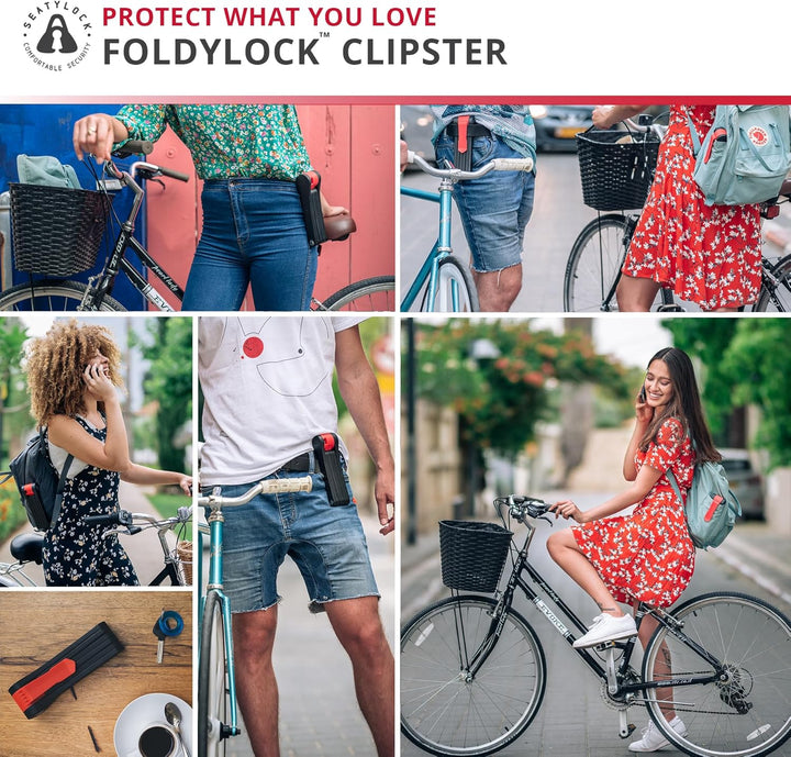 FoldyLock Clipster Faltbares Fahrradschloss – kompaktes, stilles und leichtiges Sicherheitszubehör –