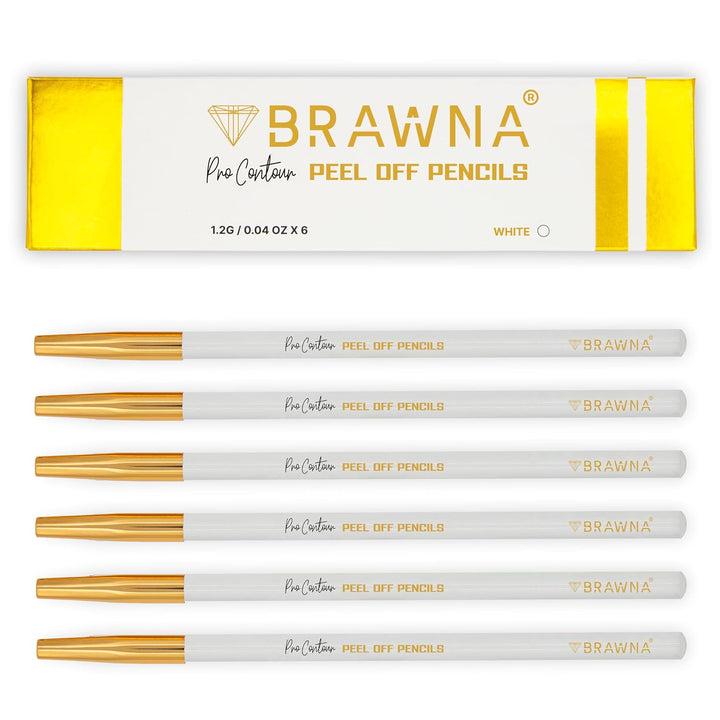 BRAWNA 6er Set Brow Pro Peel-Off Mapping Stifte Weiss – Präzise Augenbrauen &amp; Lippen Vorzeichnung –