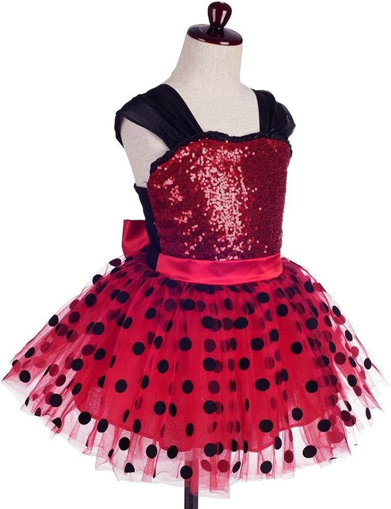 Lito Angels Kinder Mädchen Gepunktetes Heldenmädchen Marienkäfer Polka Dots Tutu Kleid Geburtstagskl