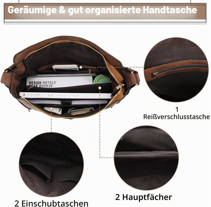 VX VONXURY Handtaschen für Frauen, Medium Vegan Leder Hobo Taschen Geldbörse für Damen Braun, Braun