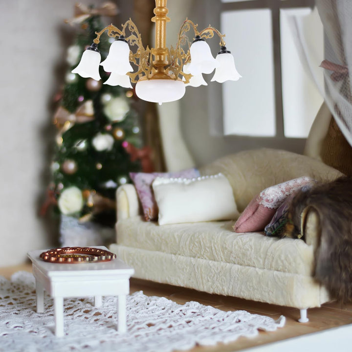 Vaguelly Miniatur-Kronleuchter Puppenhaus Deckenlampe Led Kleine Hängeleuchte Für Sandtisch Modell 2